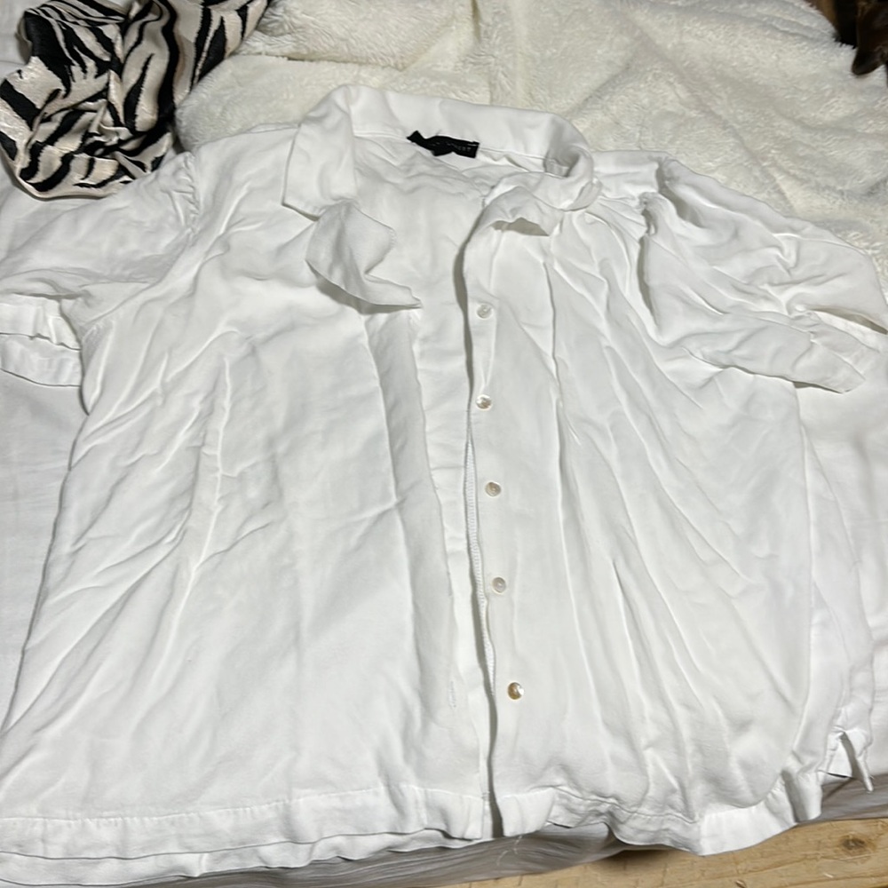 Cropped White Button Up